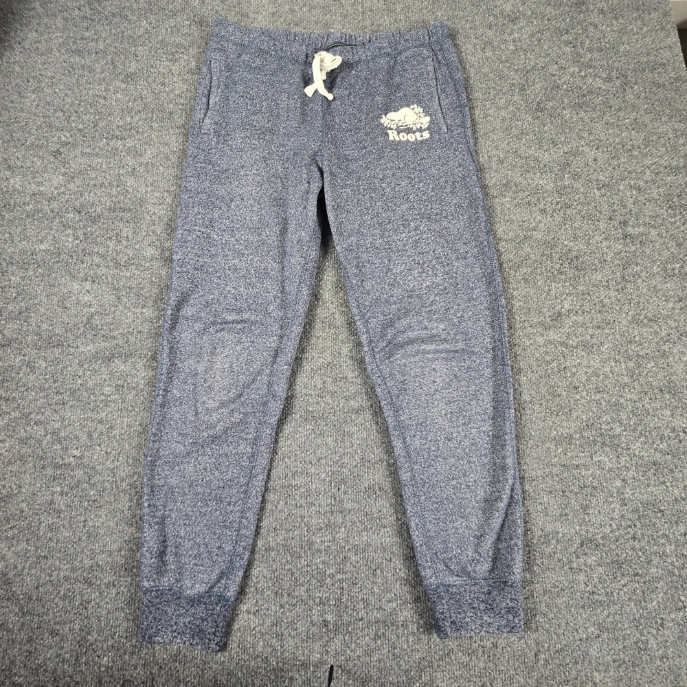 Roots Womens Joggers Medium Blue Salt & Pepper Logo Drawstring